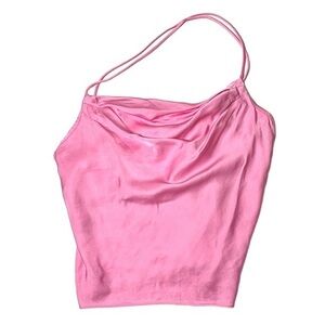 Zara pink satin‎ halter crop top spaghetti straps small fairy barbiecore